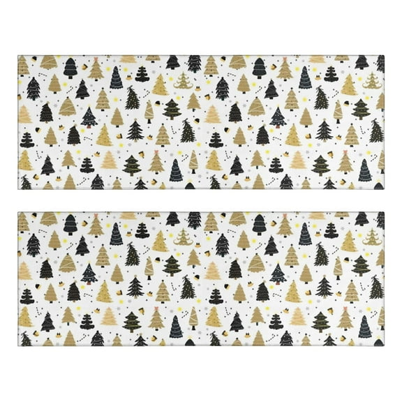 Kitchen Rugs Sets Of 2,Gold Christmas Tree Pattern Anti Fatigue Kitchen Mat Rugs Non Slip Washable,Decorative Kitchen Floor Mats for Kitchen,Sink,Laundry,17"X47"