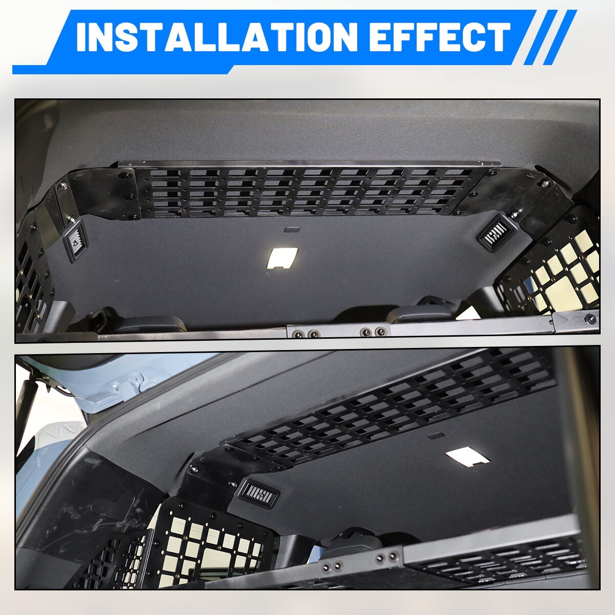 Overhead Molle Roof Panels Shelf Storage Organizer Compatible with Toyota Land Cruiser 2024 2025,High-Quality Carbon Steel Interior Rear Cargo Racks (Roof Shelf)
