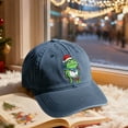 thumbnail image 5 of Christmas Hats for Men Women, Adjustable Embroidered Christmas Baseball Cap, Frog with Santa Hat Pattern (Blue), 5 of 7