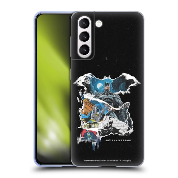 Head Case Designs Officially Licensed Batman DC Comics 80th Anniversary Ripped Paper Logo Soft Gel Case Compatible with Samsung Galaxy S21 5G