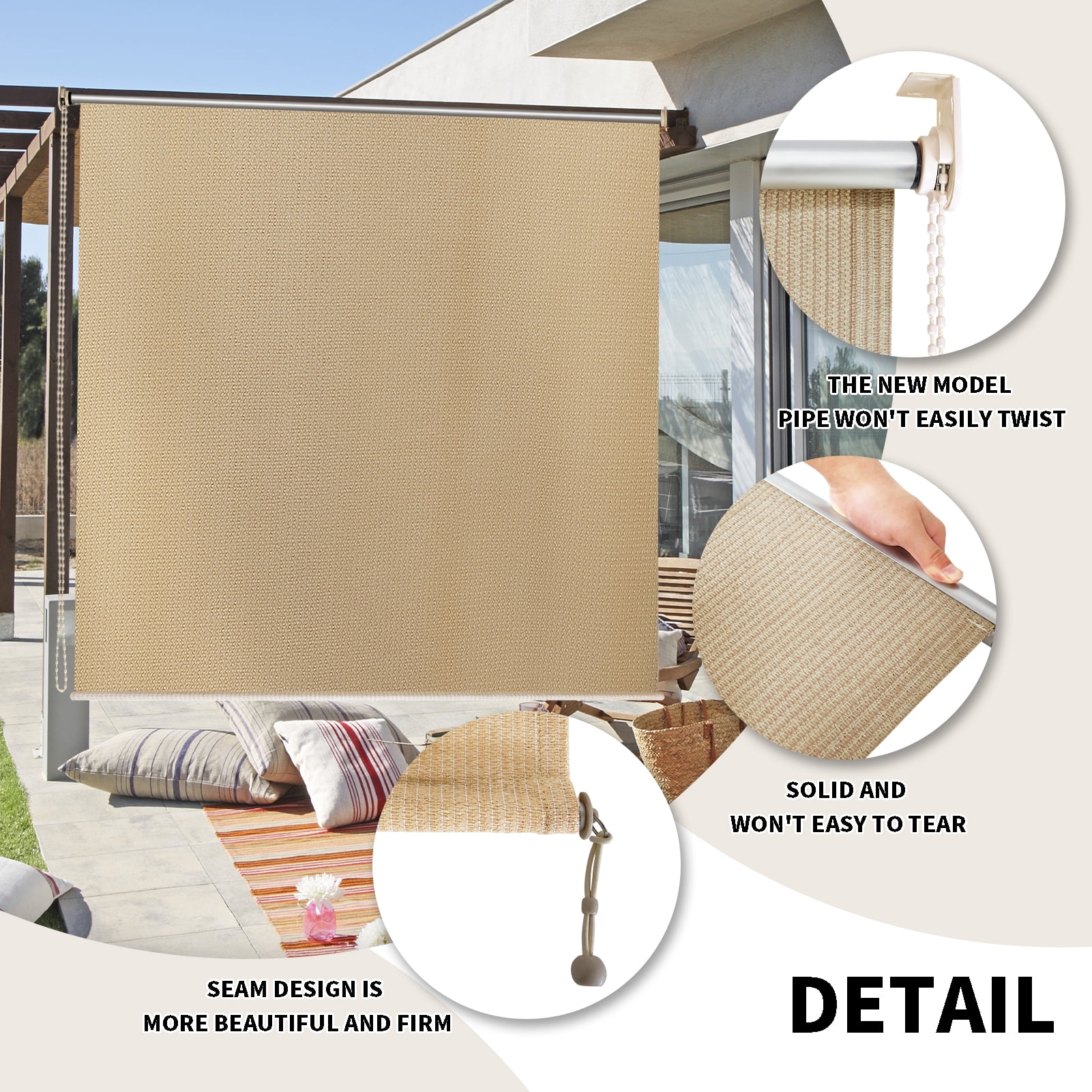 6'X6' HDPE Spliced Roller Shutter, Sesame-colored
