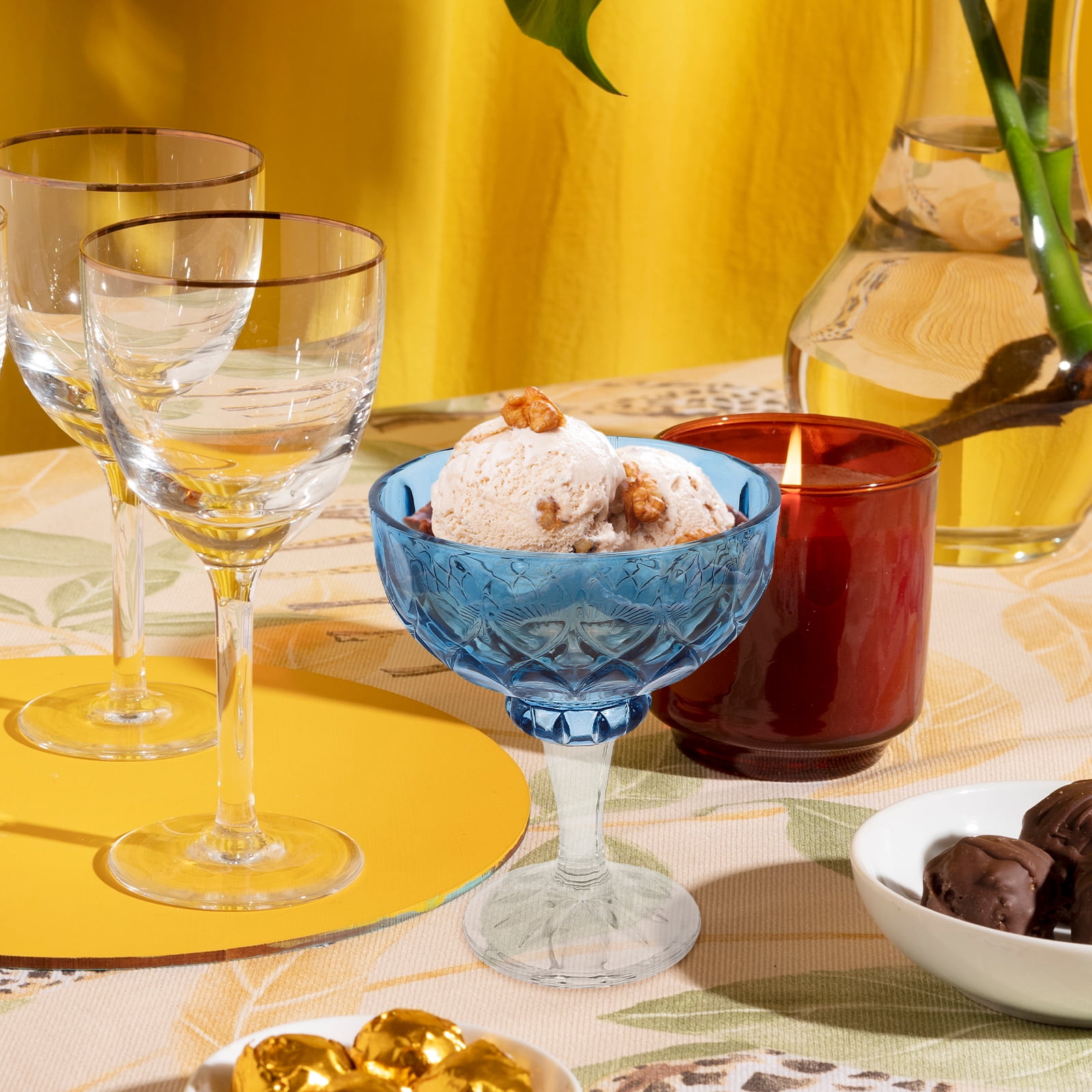FOLOYORI embossed bowl Dessert Bowl Glass Serving Salads for Restaurant Owners in Restaurants 1Set