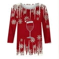 thumbnail image 4 of Mifsaly Plus Size Christmas Shirts Women Xmas Red Wine Cup 3/4 Sleeve Pullover Tops Sweater Loose Fit Crewneck Blouse Season Festival Party T-Shirts 2025 Holiday Fashion Clothing, 4 of 5