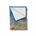 thumbnail image 2 of Yellow and Blue Soft Flannel Fleece Blanket, Dramatic Sunset Horizon View Amongst Clouds Idyllic Weather Dreamy Scene, Cozy Plush for Indoor and Outdoor Use, 50" x 70", Orange Blue, by Ambesonne, 2 of 6