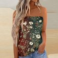 thumbnail image 2 of Cultivo sin espalda Tank Top Camiseta sin mangas Bandeau sin tirantes a juego de colores para mujer, camiseta sin mangas holgada para vacaciones de verano, blusa, camiseta sin mangas para (Green, XXL), 2 of 5