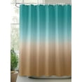 thumbnail image 2 of Teal Brown Ombre Shower Curtain Set, Waterproof Shower Curtains for Bathroom, Turquoise Gradient Modern Abstract Art Washable Fabric Cloth Bath Curtain for Bathtub Decoration with Hooks 48x72 Inches, 2 of 6