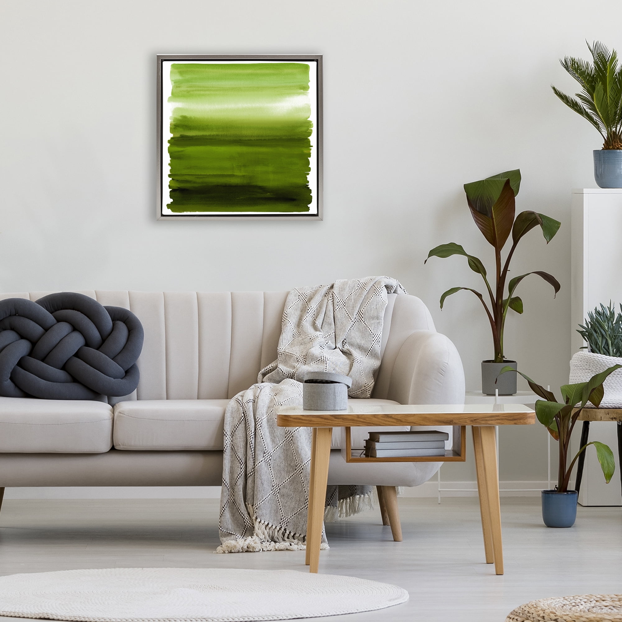 Stupell Industries Earthy Green Ombre Gray Framed Floater Canvas Wall Art, design by Allie Corbin