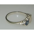thumbnail image 5 of LBG British Made VINTAGE style Solid 10K White Gold Natural Opal & Blue Sapphire Trilogy Ring, 5 of 7