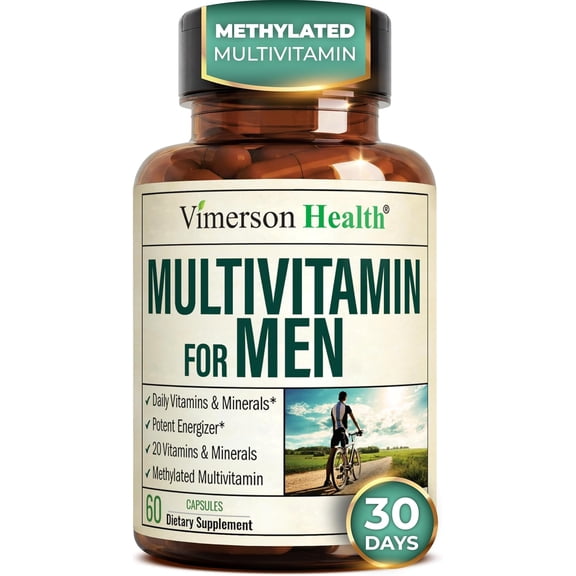 Multivitamin for Men with Methylated Vitamins and Chelated Minerals for Energy, Focus and Immune Health – Premium Daily Mens Multivitamins & Multiminerals – 60 Capsules