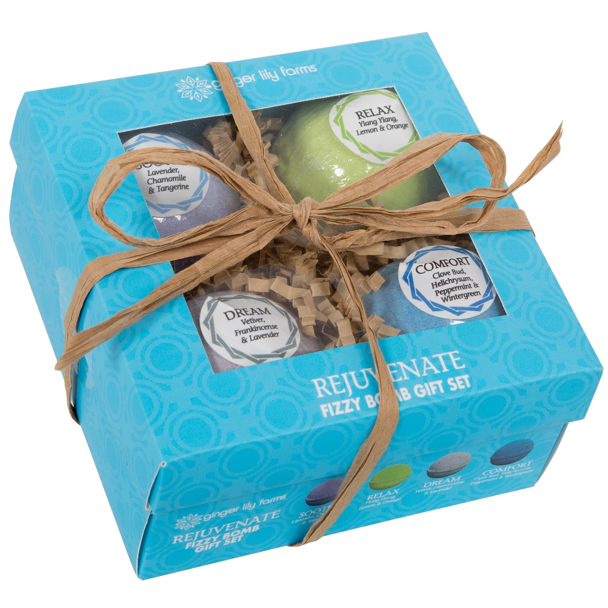 Ginger Lily Farms Rejuvenate Fizzy Bath Bomb Gift Set, 4 Ct, 2 Oz ea