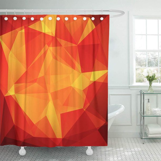 Ksadk Brown Neon Abstract Consisting Of Red Yellow Orange Triangles Colorful Mosaic Bathroom Shower Curtain 60x72 Inch Com Ksadk Brown Neon Abstract Consisting Of, Brown And Red Shower Curtain