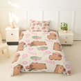 thumbnail image 2 of Erosebridal Kawaii Animals Capybara Twin Bedding,Rodent Animal Theme Pink Flowers Duvet Cover Set For Kids Girls Reversible 2-Piece,No Comforter, 2 of 6
