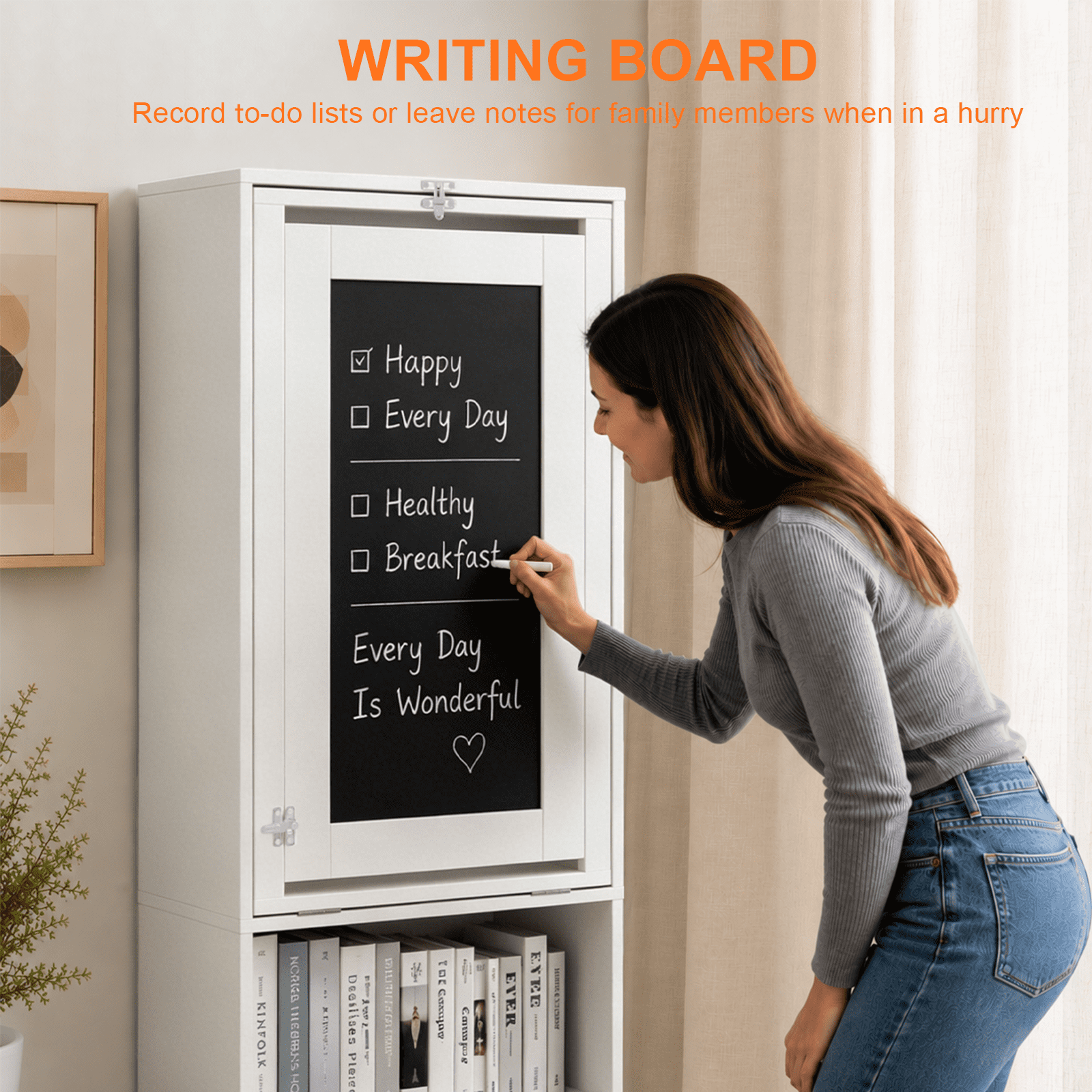 Foldable Wall-Mounted Writing Desk with Chalkboard 6-in-1 Space-Saving for Home Office Study Room