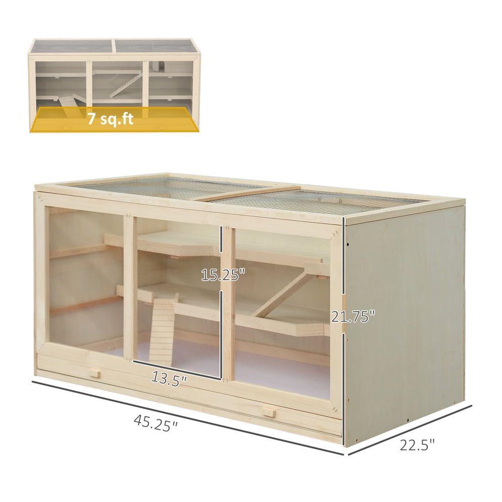 ZHICHUN Extra Large Wooden Hamster Cage Multilevel Small Animal Habitat with Opening Roof Hut Ramps Over 1000 Sqin Space for Hamster Gerbil Indoor Natural Living House