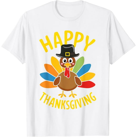 Happy Thanksgiving Shirt Men Women Kids Family Turkey Day T-ShirtMen's and women's pure cotton short-sleeved shirts