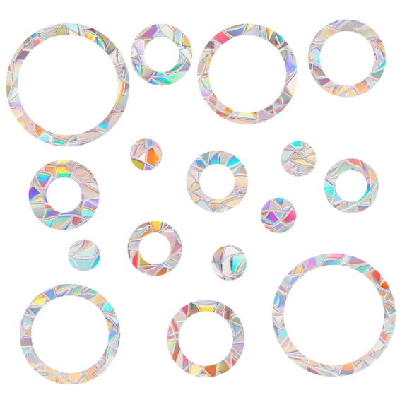 NOGIS 16 Pcs Anti Collision Window Decals for Bird Strikes of Static Window Clings Circle and Ring Style Stop Birds Flying Into Windows Bird Strike Prevention Glass Door Windows Stickers