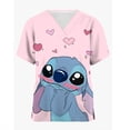 thumbnail image 3 of Camisetas de mujer Y2k Lilo & Stitch Camiseta de hospital con cuello en V y bolsillo Disney Nueva ropa de verano Uniforme de enfermera Uniforme con cuello de bolsillo Y2k, 3 of 4