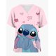 thumbnail image 4 of Camisetas de mujer Y2k Lilo & Stitch Camiseta de hospital con cuello en V y bolsillo Disney Nueva ropa de verano Uniforme de enfermera Uniforme con cuello de bolsillo Y2k, 4 of 5