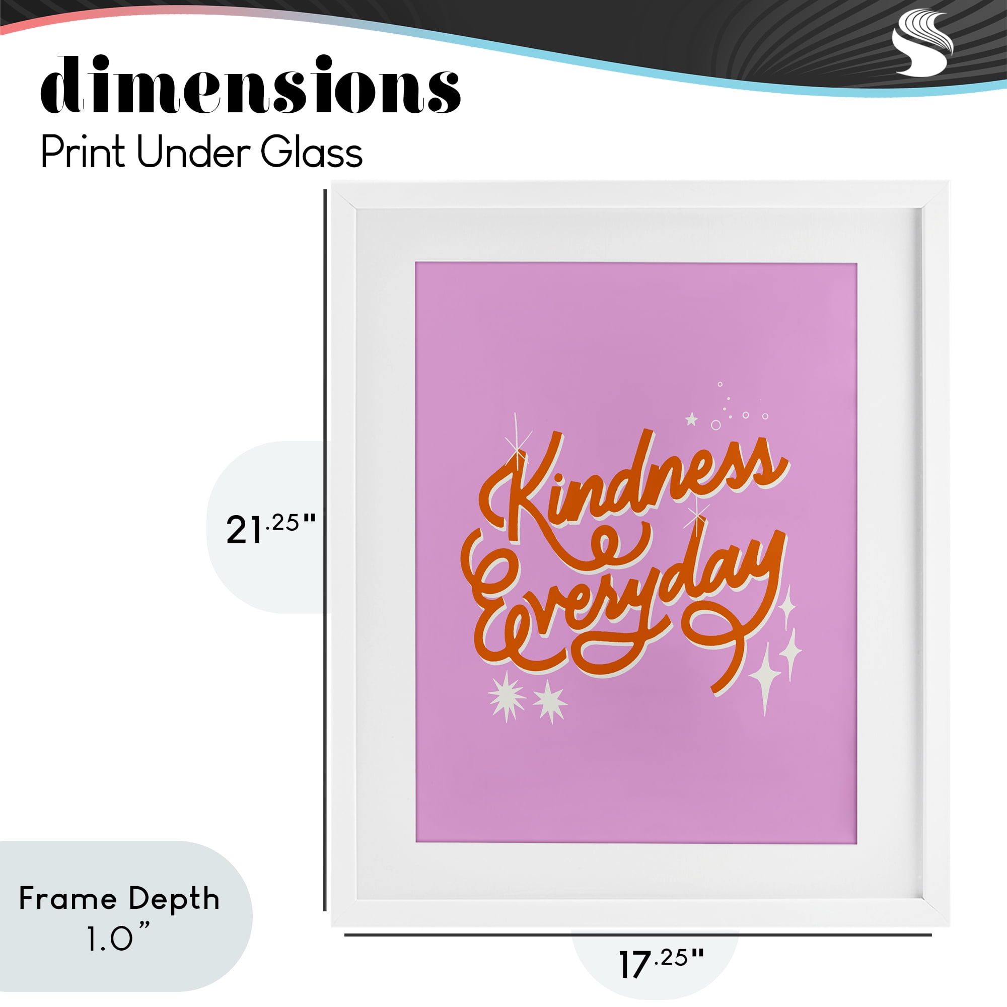 Stupell Industries Cursive Kindness Everyday White Framed Print Under Glass, design by Indira Prieto | IndySign