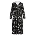 thumbnail image 5 of SEANATIVE Women's Sleepshirts Long Sleeve Cozy Button Front Nightshirt Long Length Pajama Dress Night Gown for Sleep Bedtime Home Relaxation, S, Sun Moon Black, 5 of 7