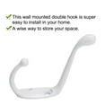 thumbnail image 6 of Dual Hooks Zinc Alloy Hooks Coat Hat Key Double DIY Robe Hooks Clothes Hanger Storage Holder 2pcs, White, 6 of 7