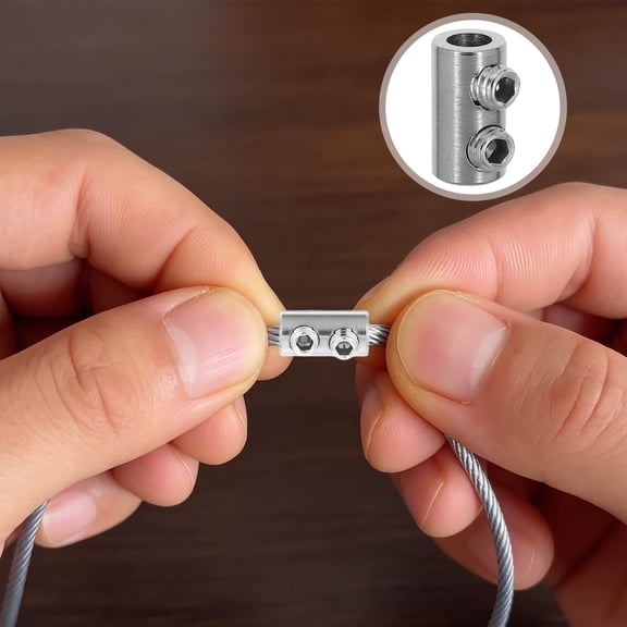 Milisten Double Hole Wire Rope Clamp, Stainless Steel, Plated Silver, Secure Vertical Locking, 20Pcs