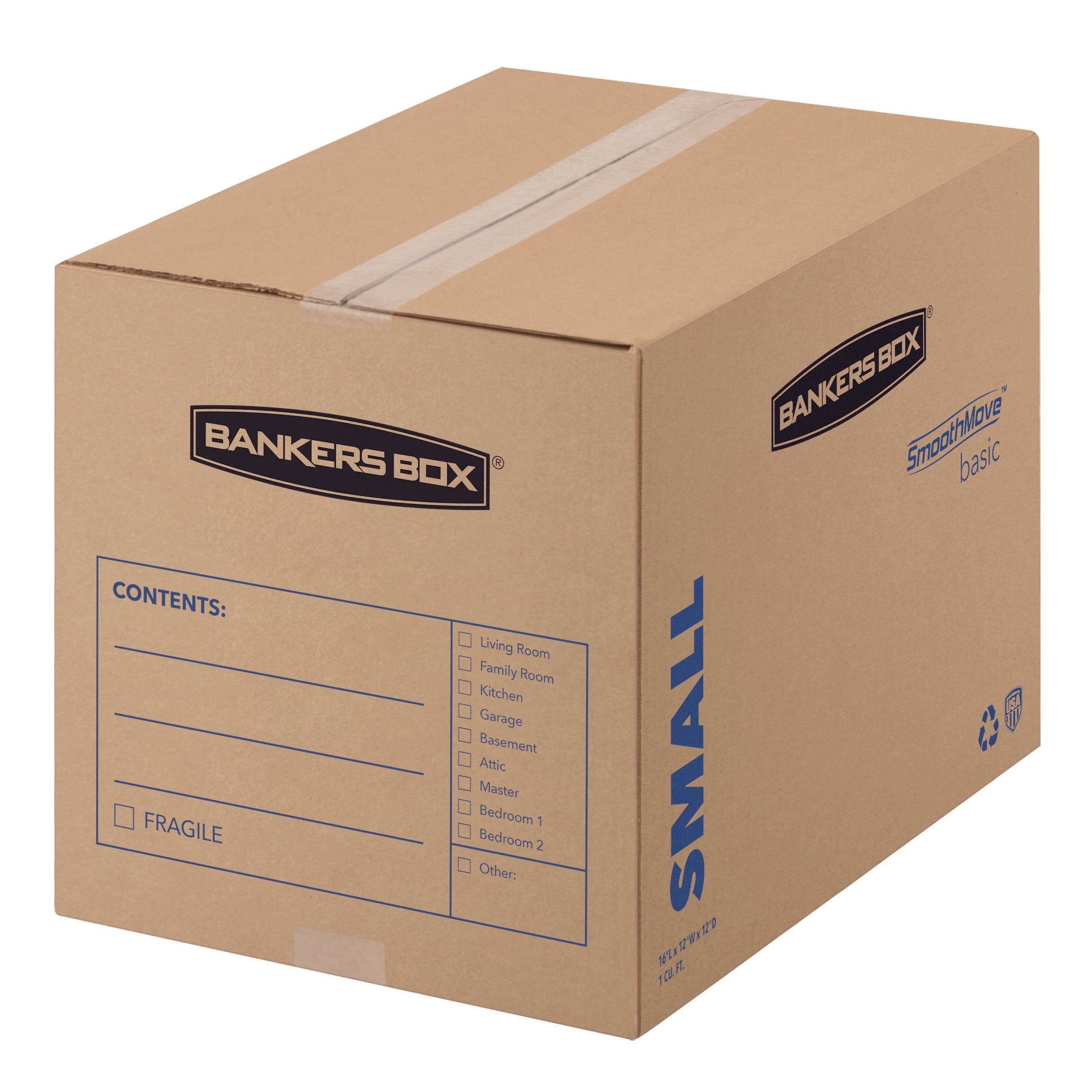 Bankers Box SmoothMove Classic Moving Boxes Tape-Free Assembly Easy Carry Handles 7714902 Small 15 x 12 x 10 Inches 5 Pack