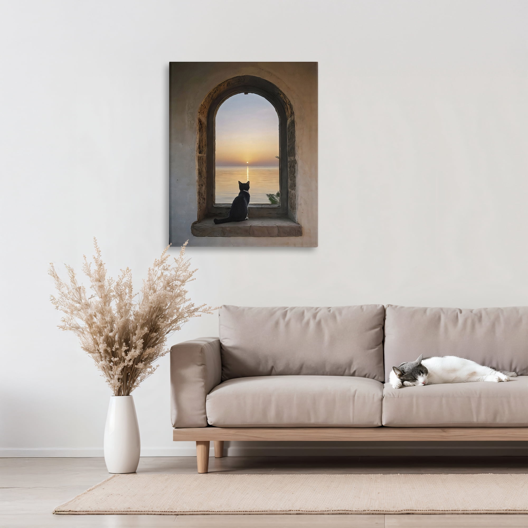 Stupell Industries Cat Overlooking Water at Sunset Canvas Wall Art, design by Creative Studio