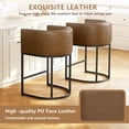 thumbnail image 5 of FANCROU 26" H Counter Height Bar Stools Set of 1, PU Leather Count Stool with Back and Footrest，Black Metal Frames, Brown, 5 of 6