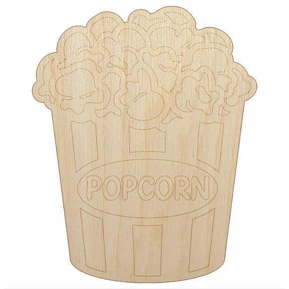 Big Bucket of Popcorn Movie Theater Wood Shape Unfinished Piece Cutout Craft DIY Projects - 4.70 Inch Size - 1/8 Inch Thick