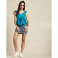 thumbnail image 4 of Moomaya Women Solid Ruffled Short Sleeves Top, Sweetheart Neck, Vacation Top, 4 of 8