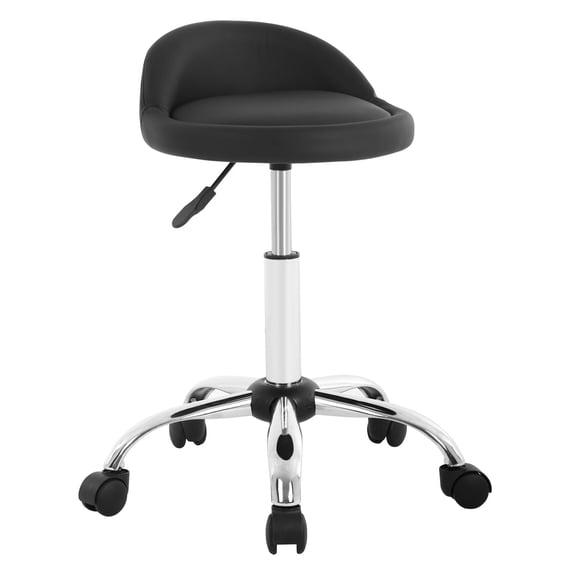 FDW Height Adjustable Rolling Swivel Stool Chair with Back Rest Salon Office Massage Spa Tattoo Stool(Black)