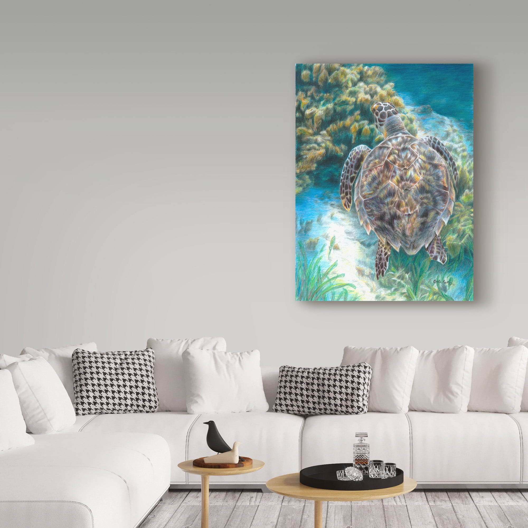 Trademark Fine Art 'Swimming Turtle' Canvas Art by Carla Kurt