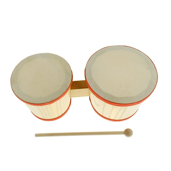 1 Set Wood Bongo Drum 4inch+5inch Double Drum For Children Percussion Toy