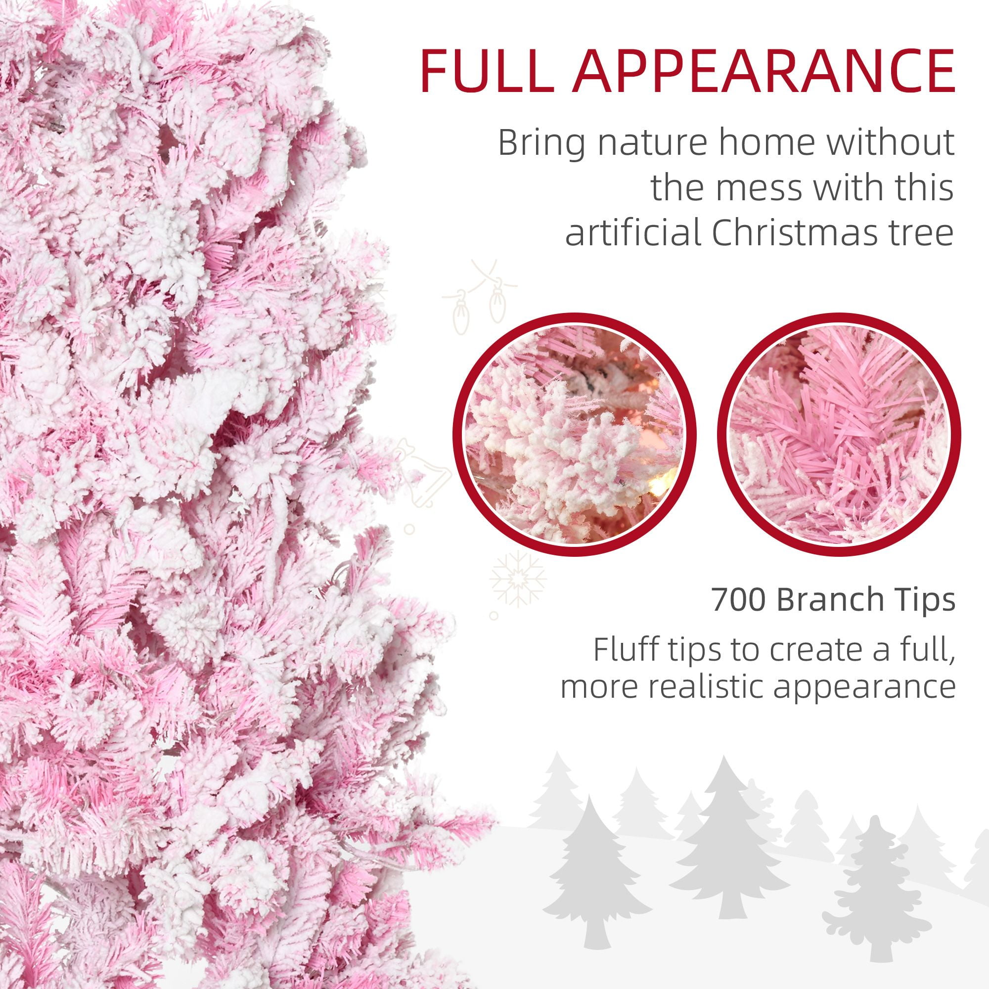7.5 ft Pre-Lit Artificial Christmas Tree with 350 Warm White LED Lights and 700 Tips, Pencil Design for Small Spaces and Entryways