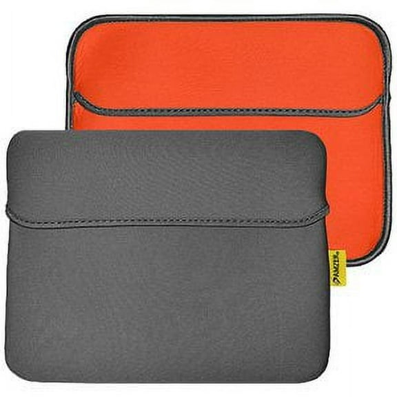 Slim Neoprene Laptop Sleeve & Tablet Bag, Premium 10.6 Inch Reversible Water Resistant Shockproof Sleeve Case Bag Pouch with Accessory Pocket for Tablets, Netbook, eBook - Slate Grey/Burnt Orange