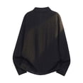 thumbnail image 4 of Camp Collar Shirt Men Lapel Button Front Blouse Casual Chest Pocket Loose Fit Long Sleeve Daily Tops with Relaxed Curved Hem Design Black,L, 4 of 4