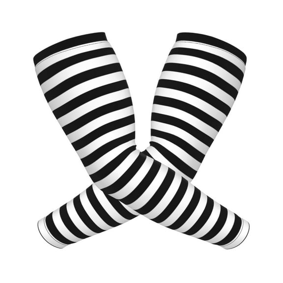 Black And White Stripe Arm Sleeves For Men And Women Compression Sun Protection Tattoo Cover Up Baseball Basketball Running