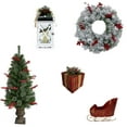 thumbnail image 3 of Fraser Hill Farm Tartan Christmas 5-Piece Decorating Kit: Frosted Wreath, Lightly Frosted Tree, Pre-Lit Lantern, Sleigh, and Gift Box, 3 of 9