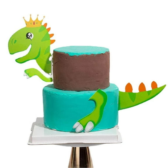 Jungle Dinosaur Cake Toppers – Cartoon Dino Decor Set for Themed Parties & Events