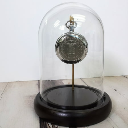 Beaded Cloche - Decorative Dome 7 H x 4.5 Clear Glass Display Cloche Espresso Base for Figurines, Pocket Watch, Metals, Ornaments