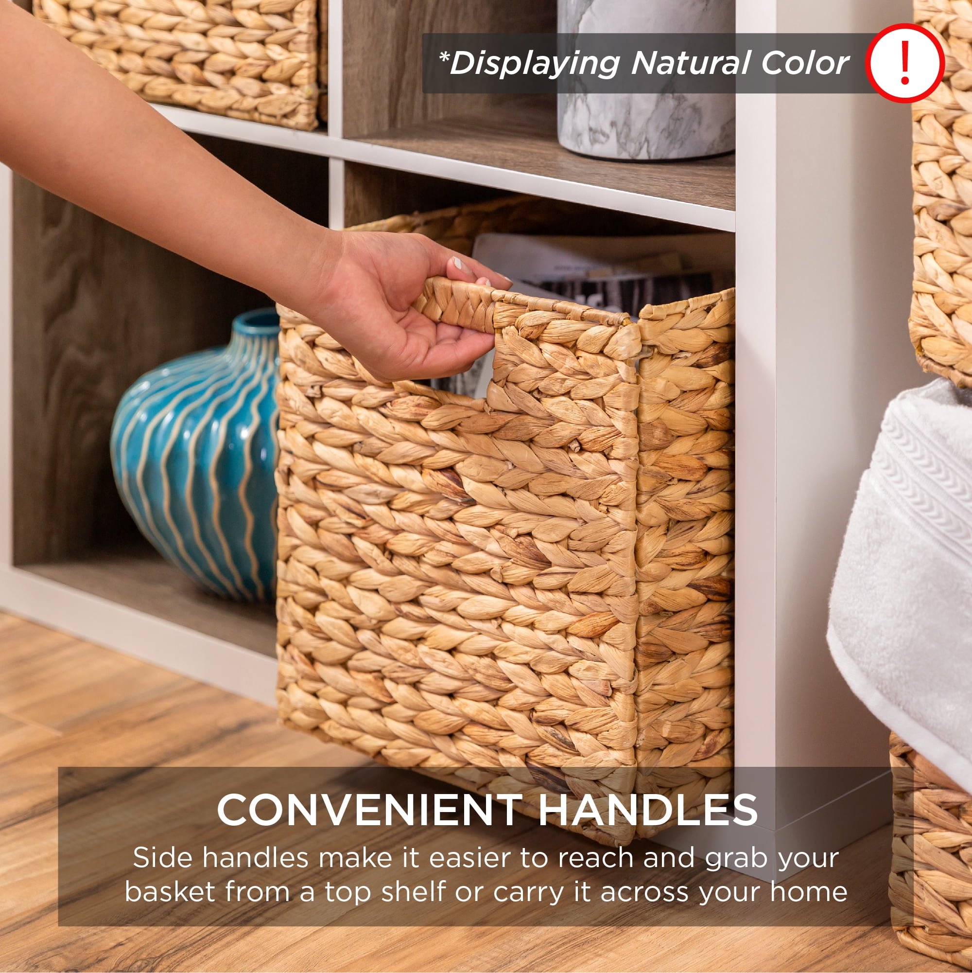 Best Choice Products 10.5x10.5in Hyacinth Storage Baskets, Set of 5 Multipurpose Collapsible Organizers - Espresso