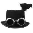 thumbnail image 1 of GOOHOCHY Sombrero de cuervo para carnaval, festival de música electrónica, sombrero retro gótico steampunk, sombrero negro, 1 of 7