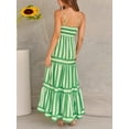 thumbnail image 6 of Komoo Striped Dress for Women Spaghetti Strap Tiered Ruffle Flowy A-Line Long Sundress with Pockets, 6 of 7