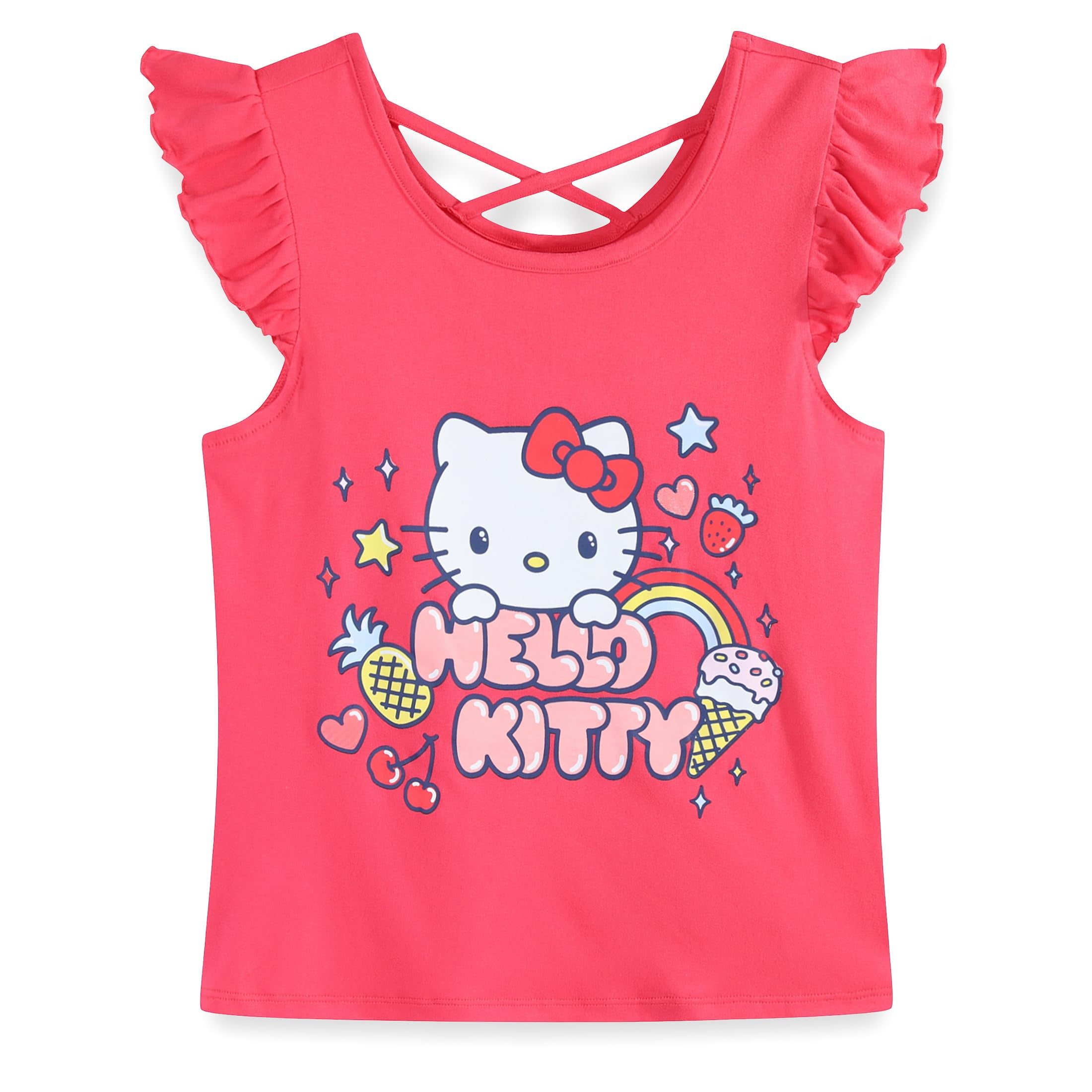 Hello Kitty Sanrio Mix and Match Outfit Set with 2 Tops, Legging Pants and Shorts (Girls), 4 Piece Set, Sizes 4-12