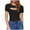 Black, variant on Abomasnow Women's Cutout Tops Basic Long Sleeve Round Neck Slim Fit T-Shirts