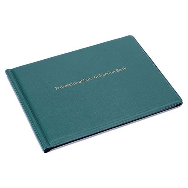 transemion 240 Unités Album de Pièces de Monnaie Collection de Timbres Livre de Rangement de Notes Décoration Maison Argent Imperméable PVC Cadeaux de Collection Vert