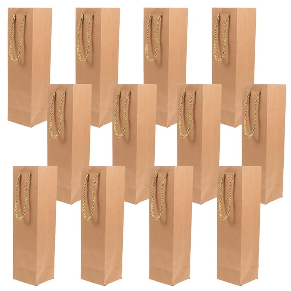WHAMVOX  12 Pcs Wine Packaging Bag Portable Handle Kraft Paper