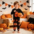 thumbnail image 4 of ANFUZAI Family Matching Halloween Pajamas Set - Pumpkin Print Long-Sleeve Sleepwear for Family Holiday Loungewear, 4 of 8
