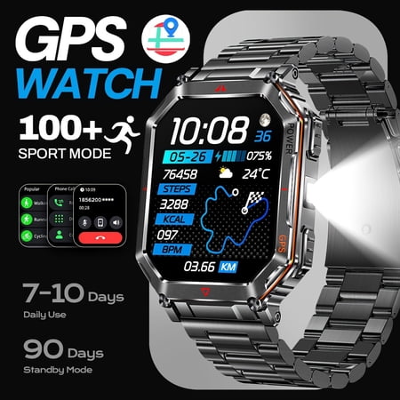 GPS Smartwatch: 2.01" HD Display, 100+ Sports Modes, Bluetooth Calling, Message Notifications, 450mAh Battery, Compass, Metal Frame - Unisex Outdoor Sports Watch